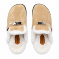 Hermès Beige Mule Shoes with Cream Plush Trim
