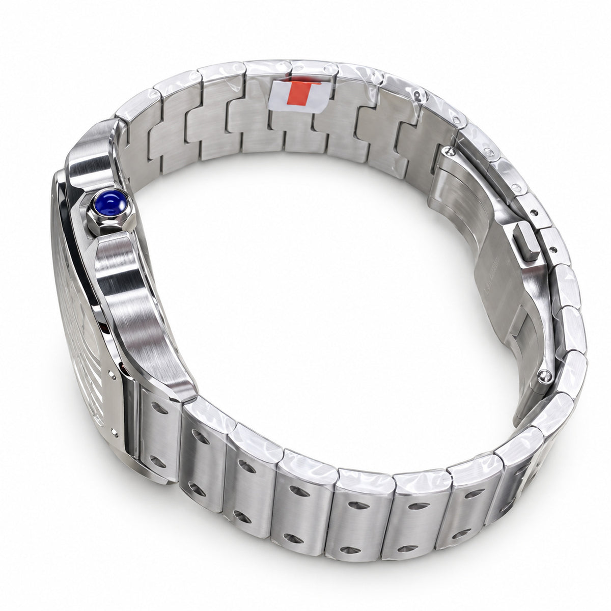Cartier Santos de Cartier Large Stainless Steel Skeleton Silver Roman Numeral Steel Bracelet Automatic Watch