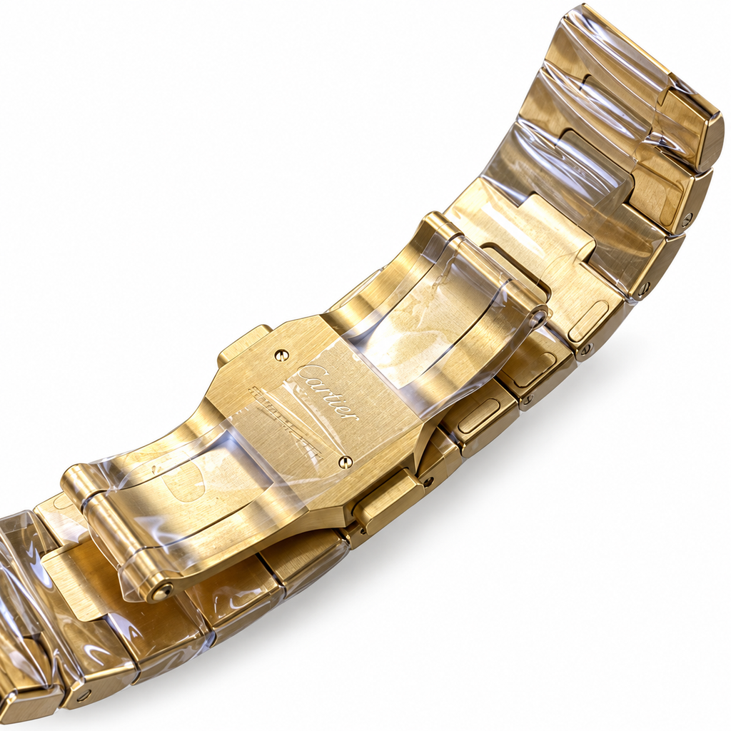 Cartier Santos de Cartier Large Steel Yellow Gold PVD Champagne Dial Arabic Numeral Gold Bracelet Automatic Watch