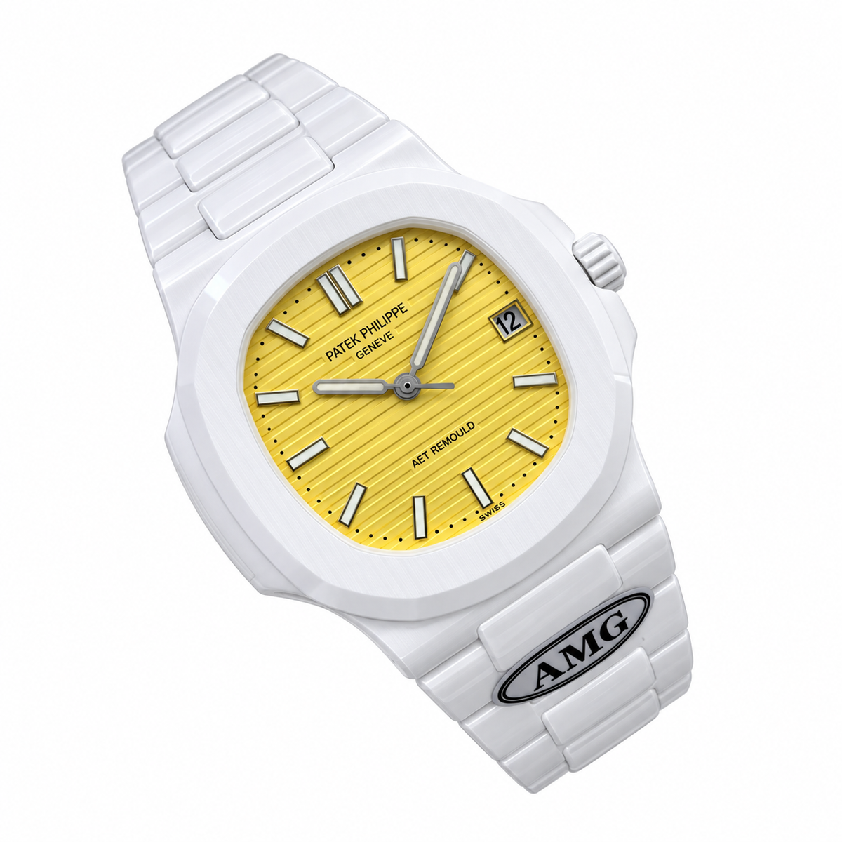 Patek Philippe Nautilus AET Remould White Ceramic Yellow Dial AMG Edition