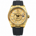 Rolex Sky-Dweller Yellow Gold Champagne Dial Oysterflex Watch