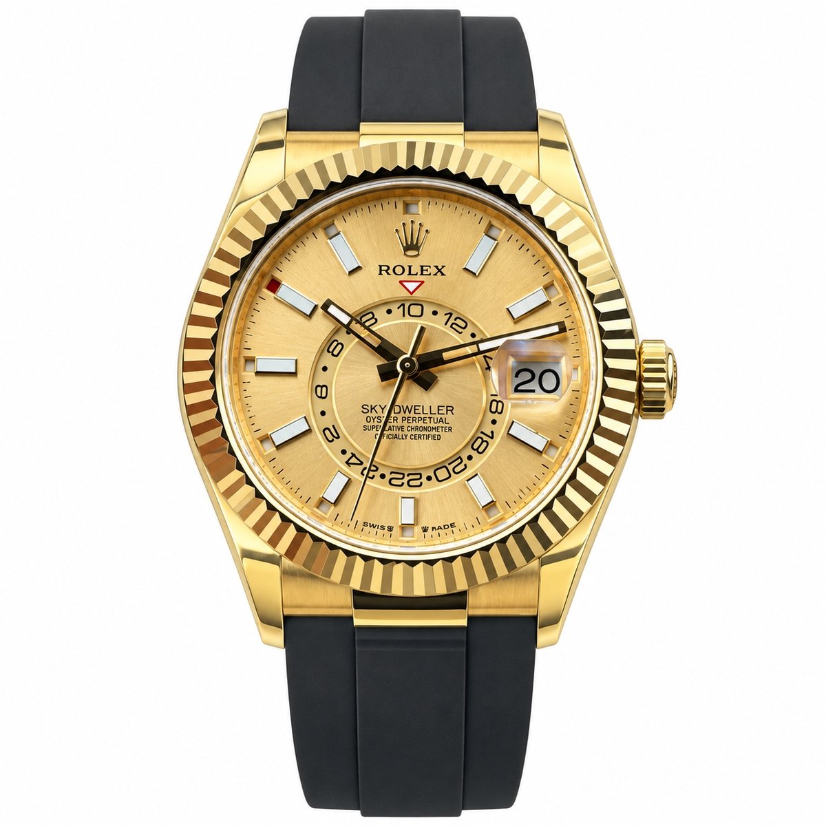 Rolex Sky-Dweller Yellow Gold Champagne Dial Oysterflex Watch