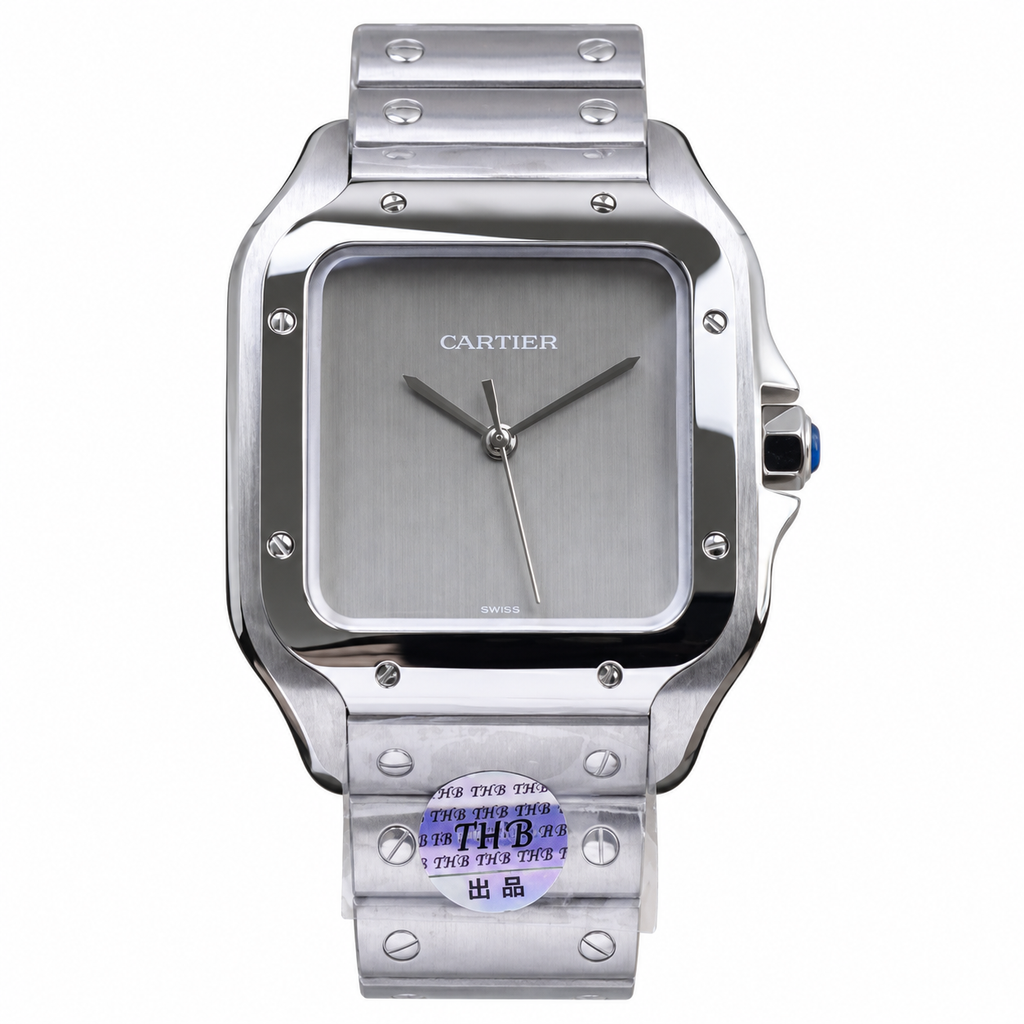 Cartier Santos de Cartier Silver Dial Steel Bracelet Watch