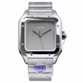 Cartier Santos de Cartier Silver Dial Steel Bracelet Watch
