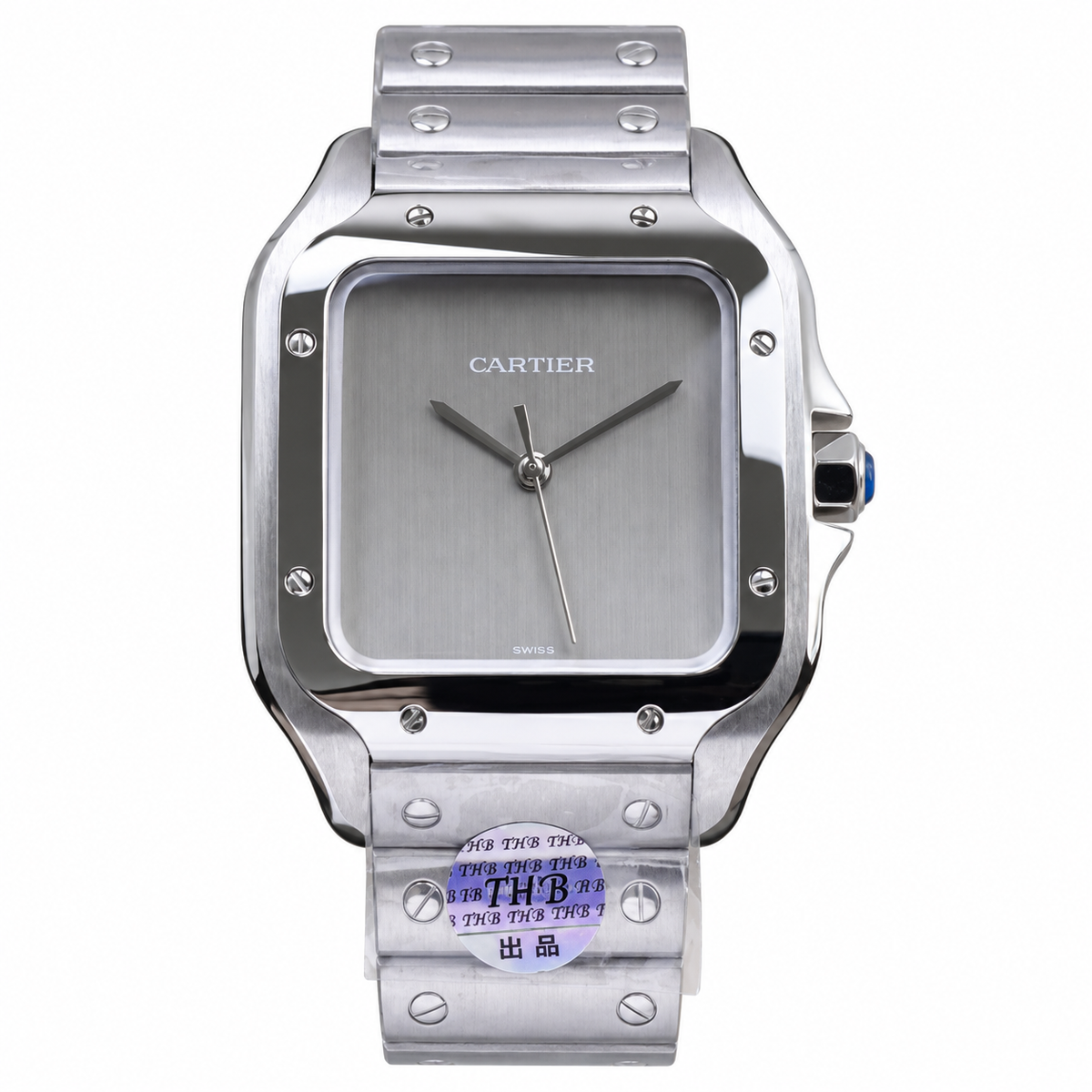Cartier Santos de Cartier Silver Dial Steel Bracelet Watch