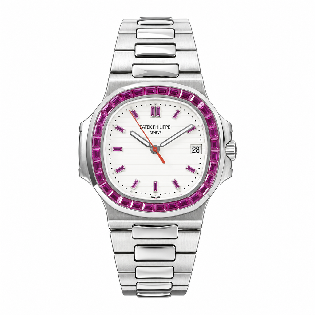 Patek Philippe Nautilus Amethyst Baguette Steel White Dial