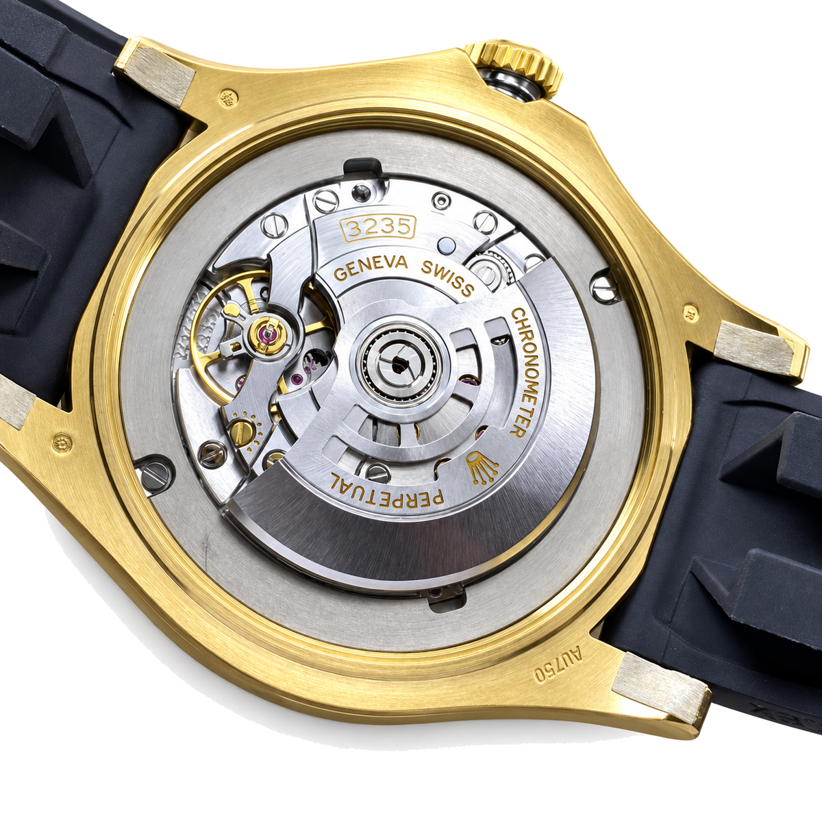 Rolex Yacht-Master Yellow Gold Black Ceramic Bezel Black Dial Oysterflex Watch