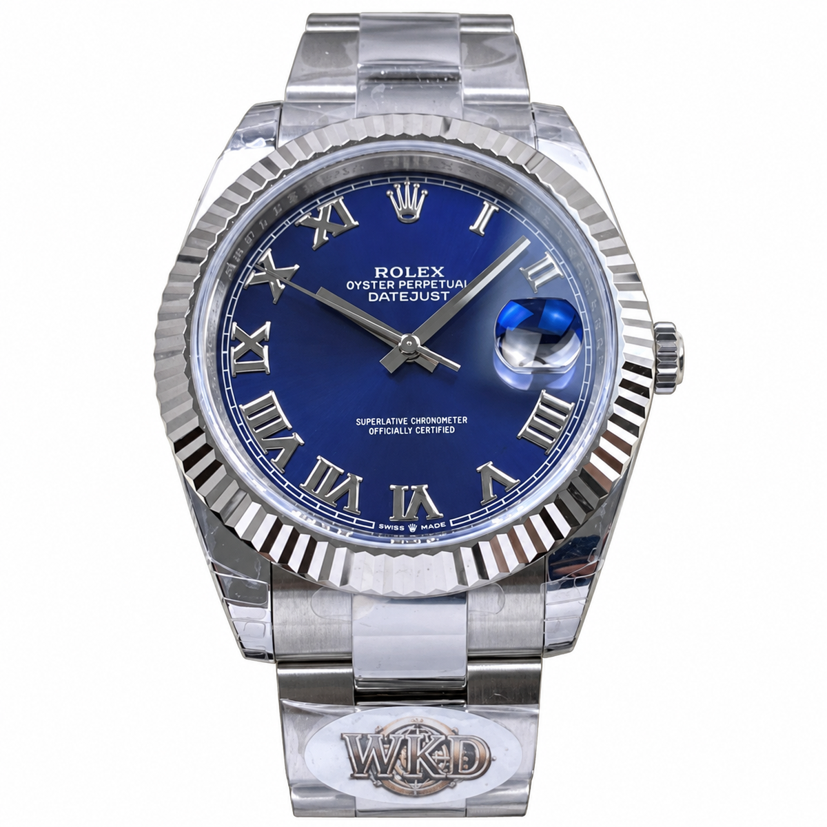 Rolex Datejust Blue Roman Numeral Dial Fluted Bezel Oyster Bracelet Oystersteel
