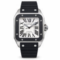Cartier Santos 100 XL Steel Black Rubber Bezel White Dial Automatic Rubber Watch – KDY