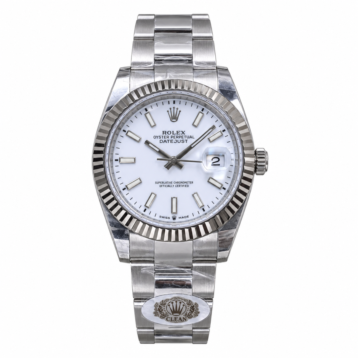 Rolex Datejust White Dial Fluted Bezel Jubilee Bracelet Oystersteel