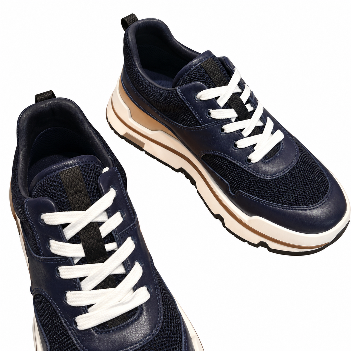 Hermès Navy Leather & Mesh Low-Top Sneakers