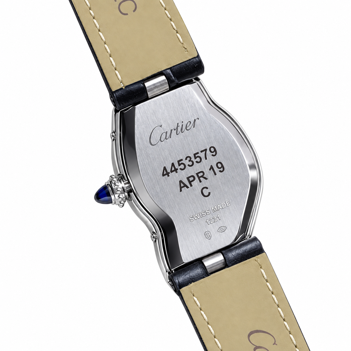 Cartier Crash Steel White Dial Black Alligator Watch