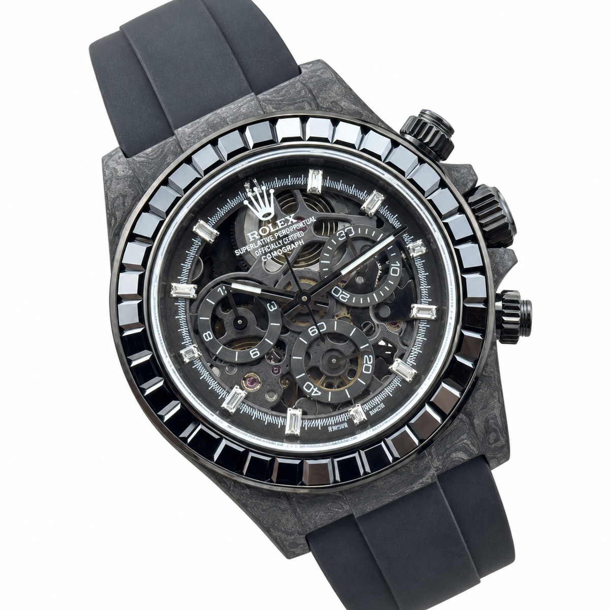 Rolex Daytona Skeleton Carbon Diamond Bezel 40mm