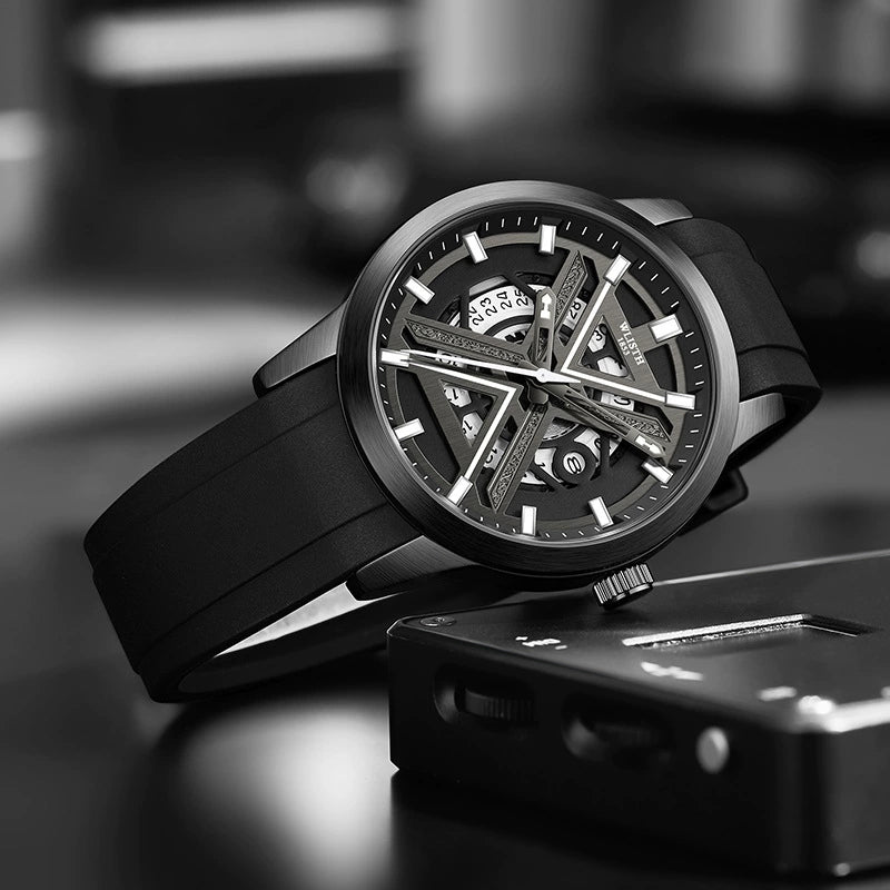 WLSTH Skeleton Sport Watch 41mm | Bold X-Dial Men's Timepiece