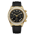 VEADONS Iced Out Chronograph Watch 40mm | Gold Diamond Bezel & Black Dial