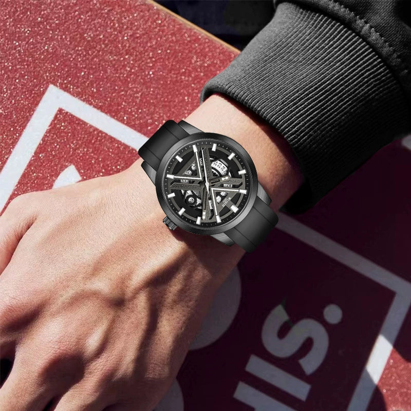 WLSTH Skeleton Sport Watch 41mm | Bold X-Dial Men's Timepiece