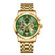 LOUIE JUELEN Luxury Chronograph Watch 42mm | Gold & Emerald Green Skeleton Dial