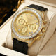 Veadons Chronograph — Gold-Tone, Full Crystal Bezel, Black Dial & Black Rubber Strap, Men