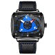 Men's Futuristic Square Sport Watch 44mm | 3D Wheel Dial & All-Black Stealth Design