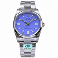 Rolex Oyster Perpetual Periwinkle Blue Dial Smooth Bezel Oyster Bracelet Oystersteel