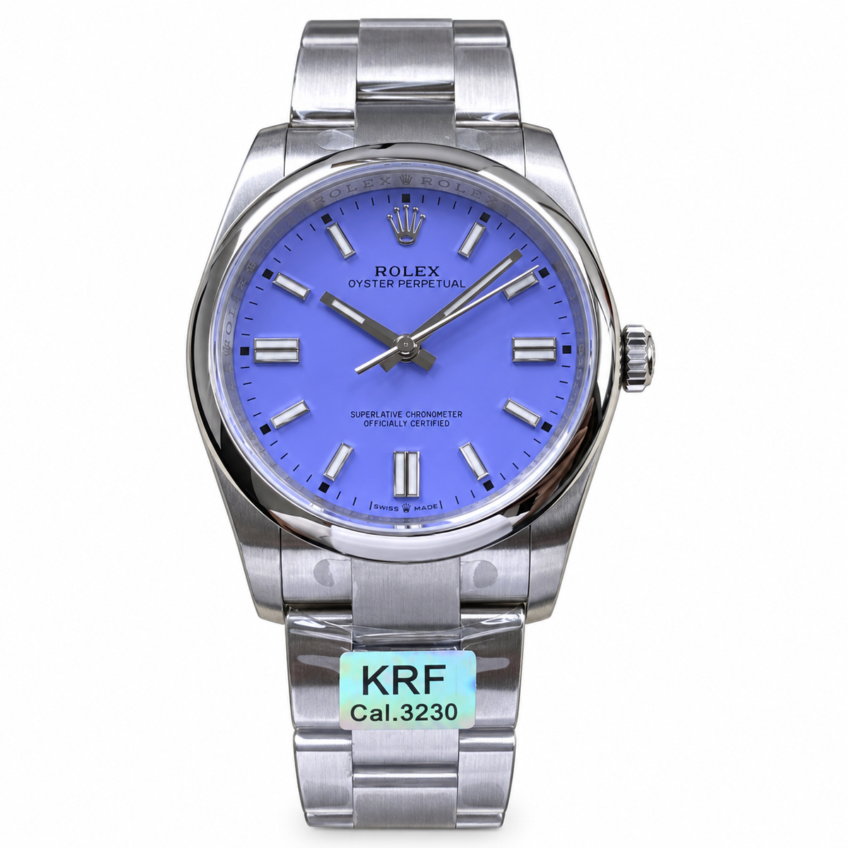 Rolex Oyster Perpetual Periwinkle Blue Dial Smooth Bezel Oyster Bracelet Oystersteel
