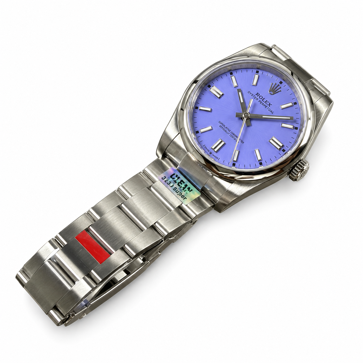 Rolex Oyster Perpetual Periwinkle Blue Dial Smooth Bezel Oyster Bracelet Oystersteel