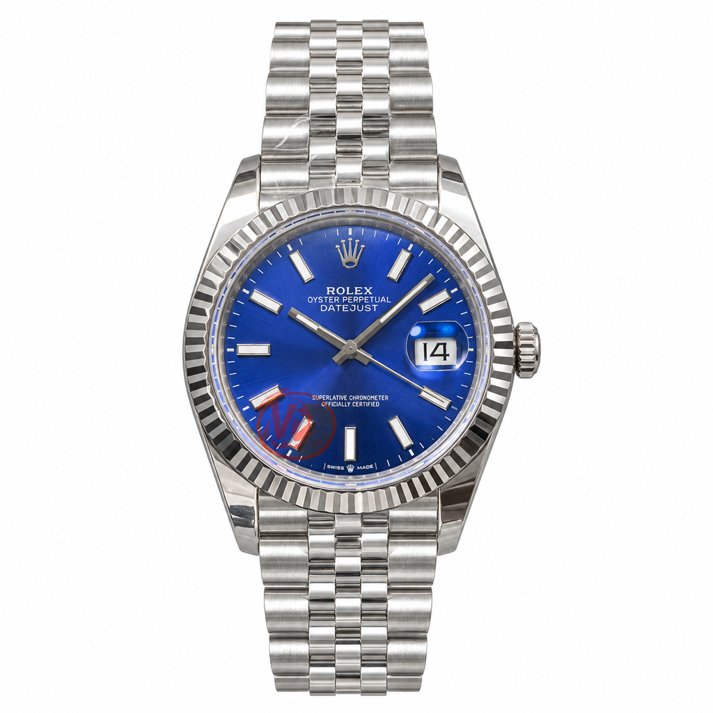 Rolex Datejust 41 Oystersteel White Gold Fluted Bezel Blue Dial Jubilee Bracelet Watch