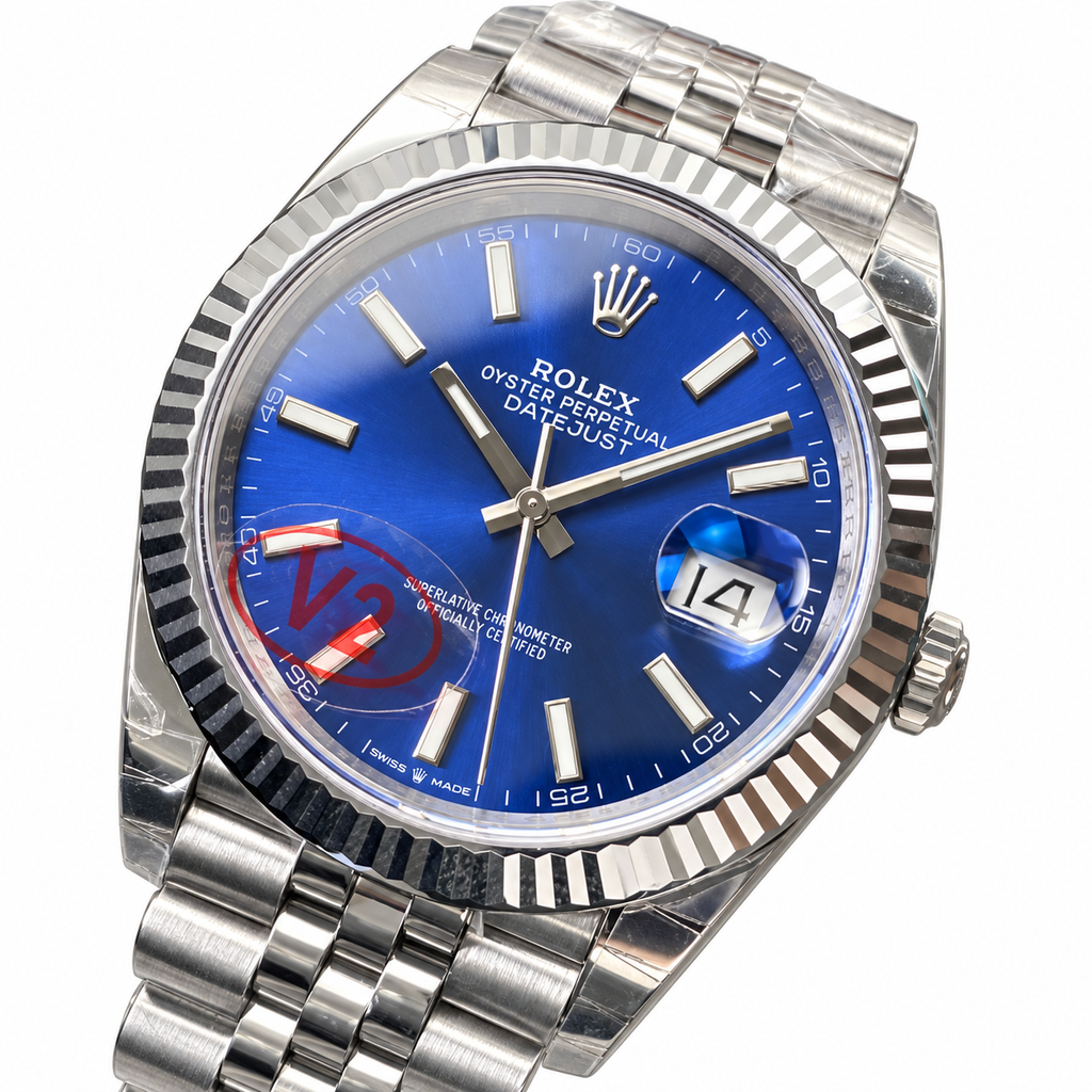 Rolex Datejust 41 Oystersteel White Gold Fluted Bezel Blue Dial Jubilee Bracelet Watch