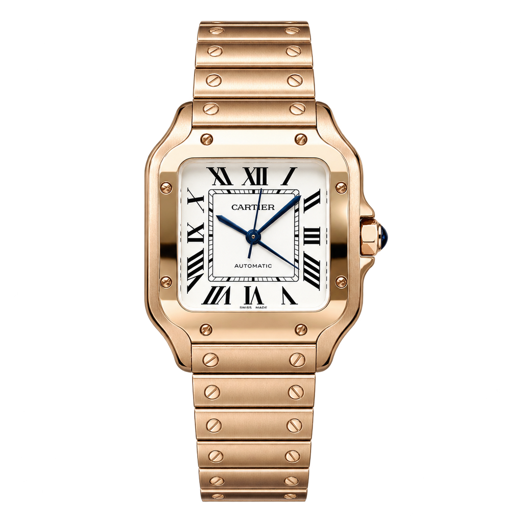 Cartier Santos de Cartier Rose Gold White Dial Automatic Watch